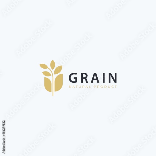 Wheat / grain icon logo vector design. Simple logo for farm, pastry, bakery or food product.