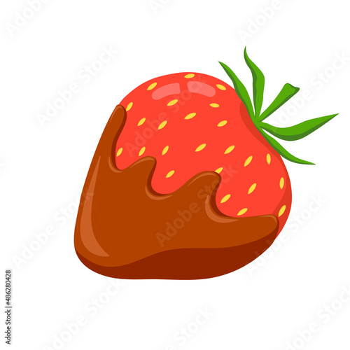 Strawberries in milk chocolate. Flat style vector design elements for packaging  postcards  advertising  websites.