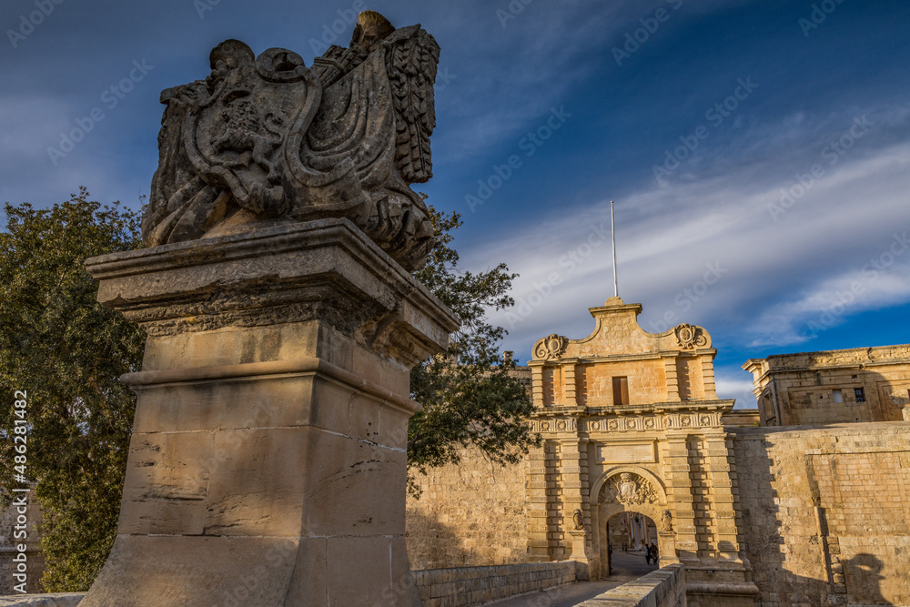 Obraz premium Porta d'ingresso alla città fortificata di Mdina, isola di Malta