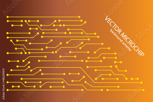 Electronics board. Microchip background. Computer network design elements. Integrated computing vector illustration