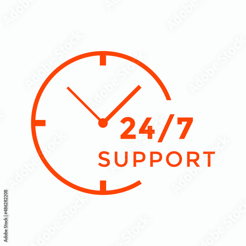 24 hours call center icon vector | 24/7 support icon sign button | call center symbol icon template colorful
