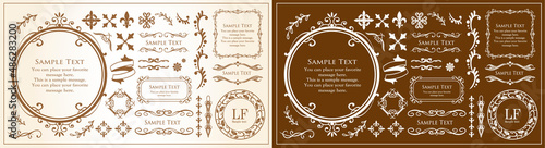 春の植物モチーフのフレームセット。ビンテージフラワー。装飾デザイン。流行りのあしらい