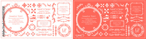 春の植物モチーフのフレームセット。ビンテージフラワー。装飾デザイン。流行りのあしらい