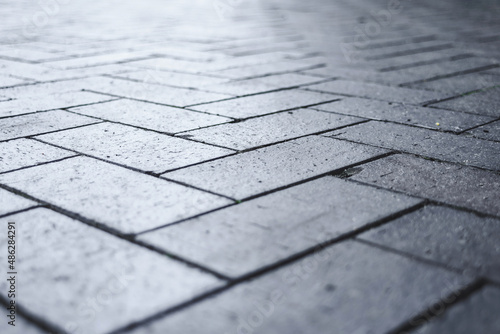 Close-up, Dark gray concrete paving slabs.