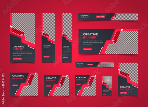 Creative and clean business web banner template design, Vector horizontal and vertical google web banner ads design