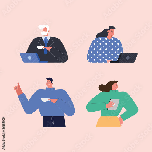 four teamworkers business persons