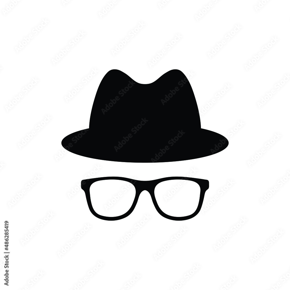 anonymous incognito icon. hacker icon on laptop. man with a hat anonymous incognito icon. hacker icon on laptop. man with a hat