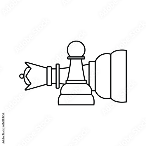 The Pawn and Queen icon vector chess pieces. Chessmen figure. 