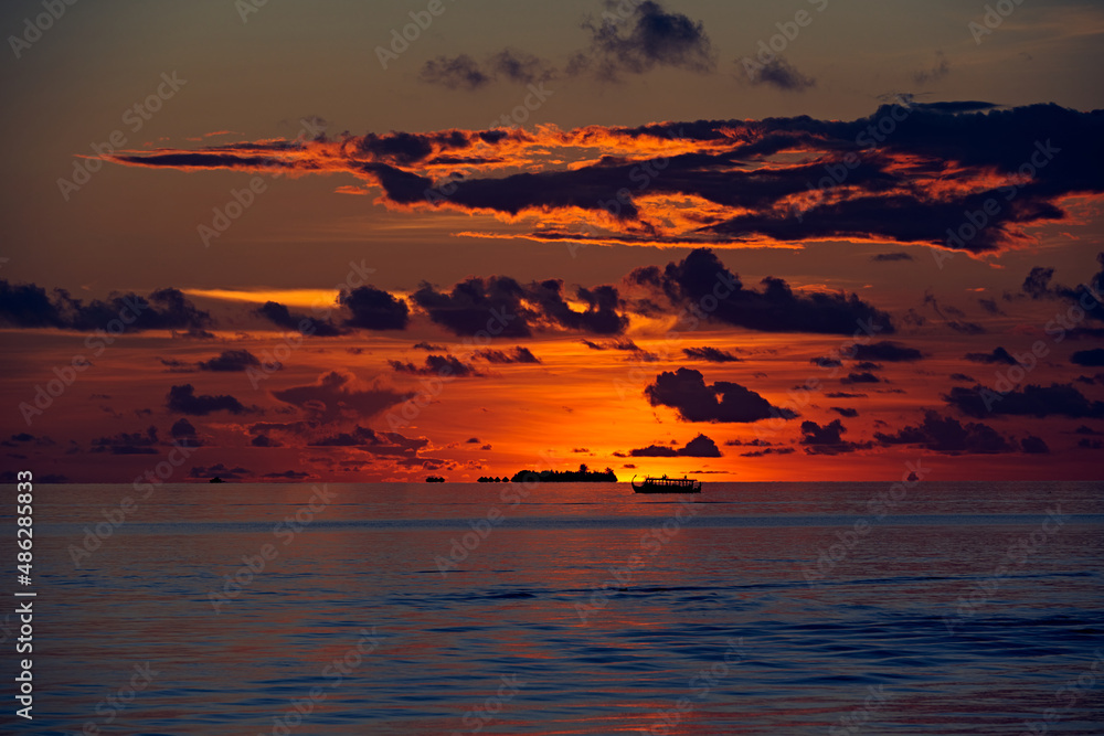 Sunset in the ocean, Maldivian