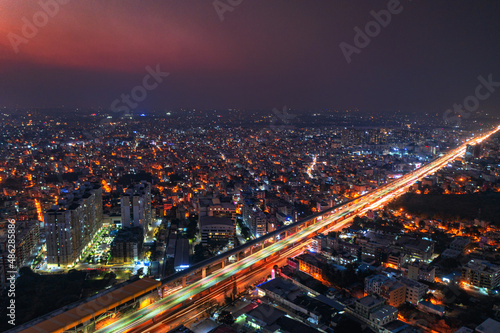 Bangalore Nightscape - Electronic City Elevated highway night view  photo