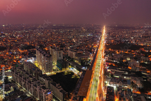Tableau sur toile Bangalore Nightscape - Electronic City Elevated highway night view