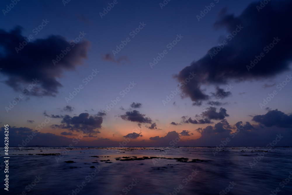 Sunset in the ocean, Maldivian