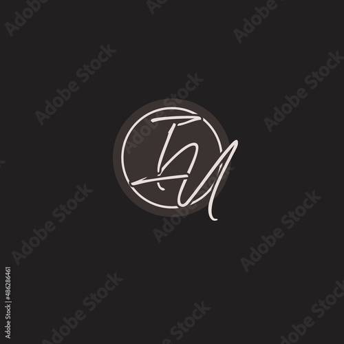 Initials IU logo monogram with simple circle line style photo