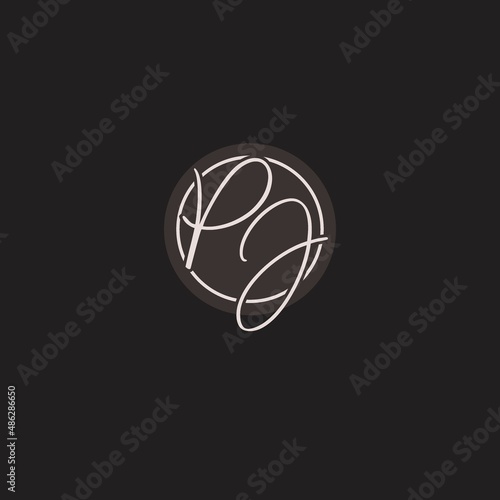 Initials PJ logo monogram with simple circle line style © Abdul