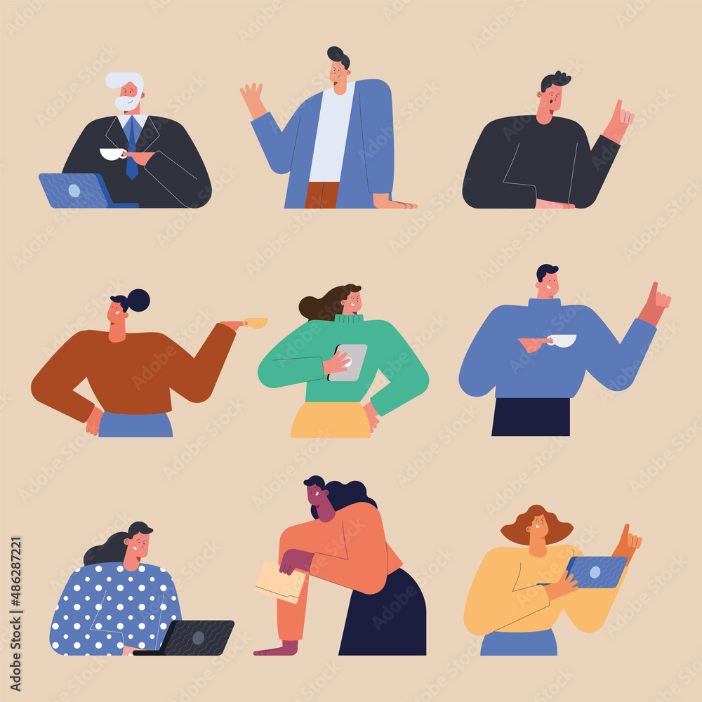 nine teamworkers business persons nine teamworkers business persons