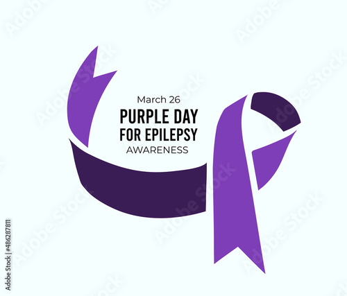 Purple Day for epilepsy awareness. Vector illustration with ribbon