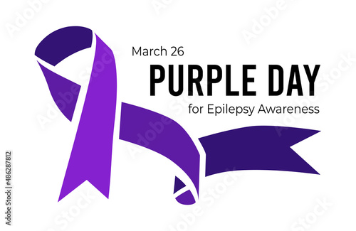 Purple Day for epilepsy awareness. Vector illustration with ribbon