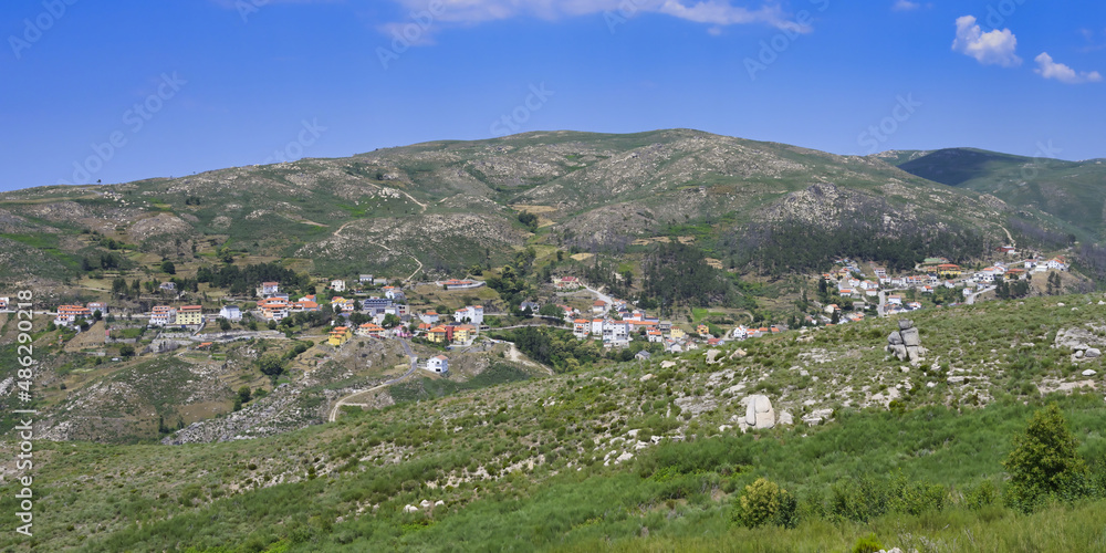 View over Sabugueiro mountain village, the highest village of continental Portugal, Serra da Estrela, Beira Alta, Portugal View over Sabugueiro mountain village, the highest village of continental Portugal, Serra da Estrela, Beira Alta, Portugal