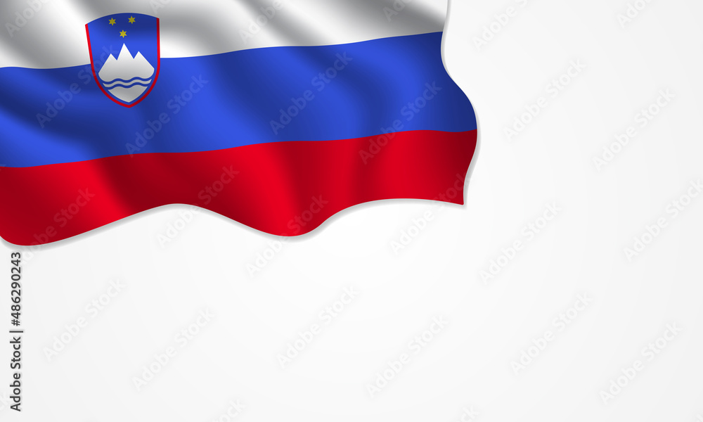 Slovenia flag waving illustration with copy space on isolated background Slovenia flag waving illustration with copy space on isolated background