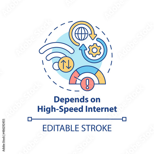 Depends on high-speed internet concept icon. Technical issues. UCaaS risks abstract idea thin line illustration. Isolated outline drawing. Editable stroke. Arial, Myriad Pro-Bold fonts used