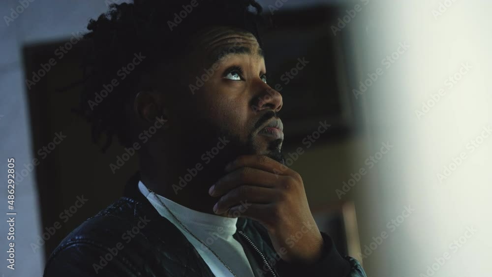 Man pondering solution an anxious person thinking about decision Man pondering solution an anxious person thinking about decision