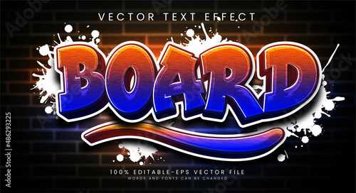 Board editable text style effect with gradient colors, fit for street art theme.