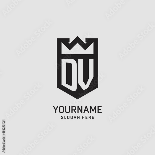 Photography Initial DV logo shield shape, creative esport logo design