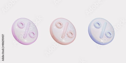 3d icons of discounts for online shopping. Super Sale Day, Special Discount Offer. Vector illustration.