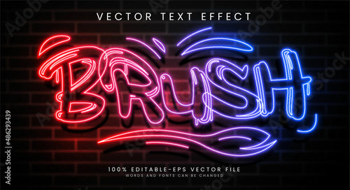 Brush editable text style effect with gradient colors, fit for neon street art theme.