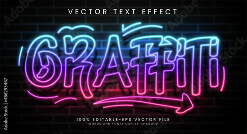 Graffiti editable text style effect with gradient colors, fit for neon street art theme.