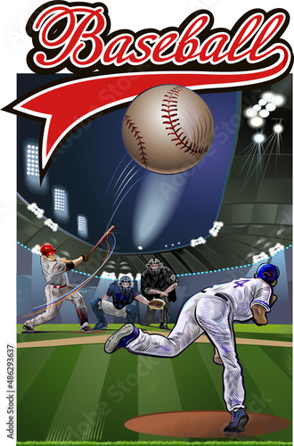 .Baseball pitcher throws ball. Square shot.