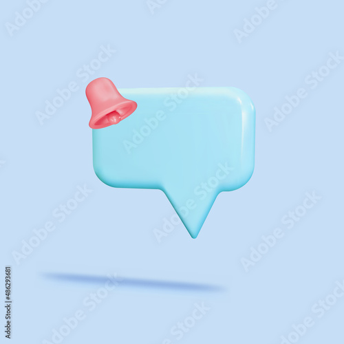 3D Minimal magenta chat bubble on pink background with empty reminder, push notification icon. Vector illustration.