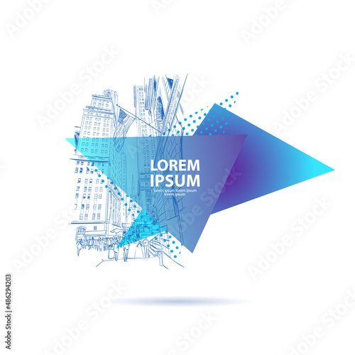 Times square. New York. USA.Abstract graphic triangle shape. Template banners, postcards, posters. Colorful geometric polygonal figure isolated. Trendy modern design backgrounds. 