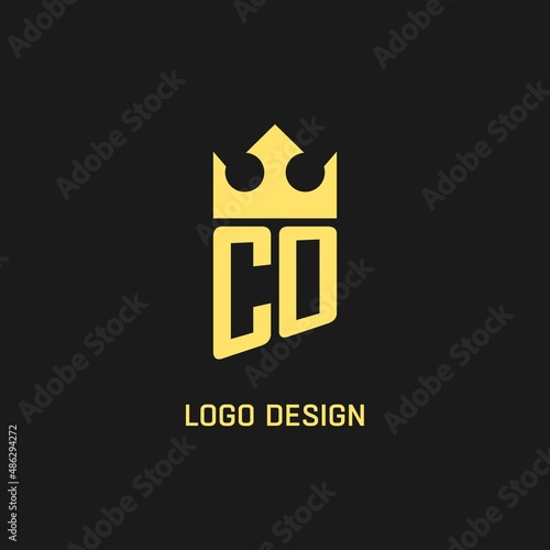 Monogram CO logo shield crown shape, elegant and luxury initial logo style