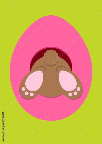 Osterhase im Osterei Rückseite Grün/Pink/Braun