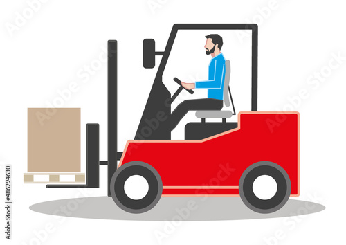 Vector illustration of forklift truck isolated on white background