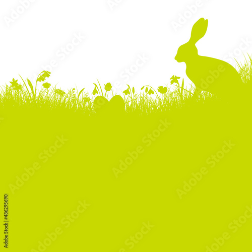 Hintergrund Ostern Osterhase In Wiese Mit Ostereiern Grün