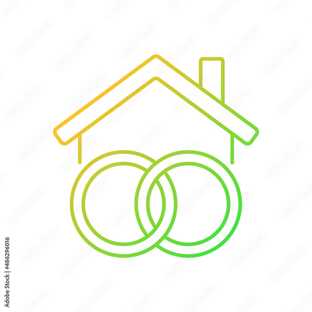 Community property gradient linear vector icon. Assets acquired during marriage. Marital property. Real estate. Thin line color symbol. Modern style pictogram. Vector isolated outline drawing Community property gradient linear vector icon. Assets acquired during marriage. Marital property. Real estate. Thin line color symbol. Modern style pictogram. Vector isolated outline drawing