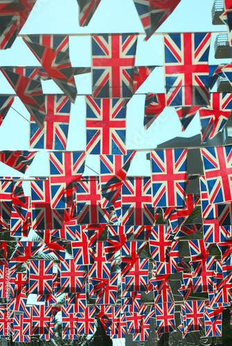 United Kingdom flags handing on the street