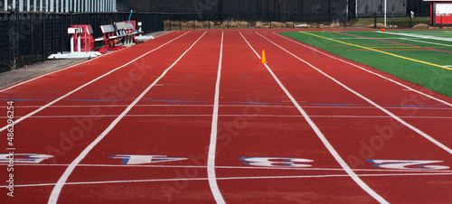 View looking down a track from the common start finish line