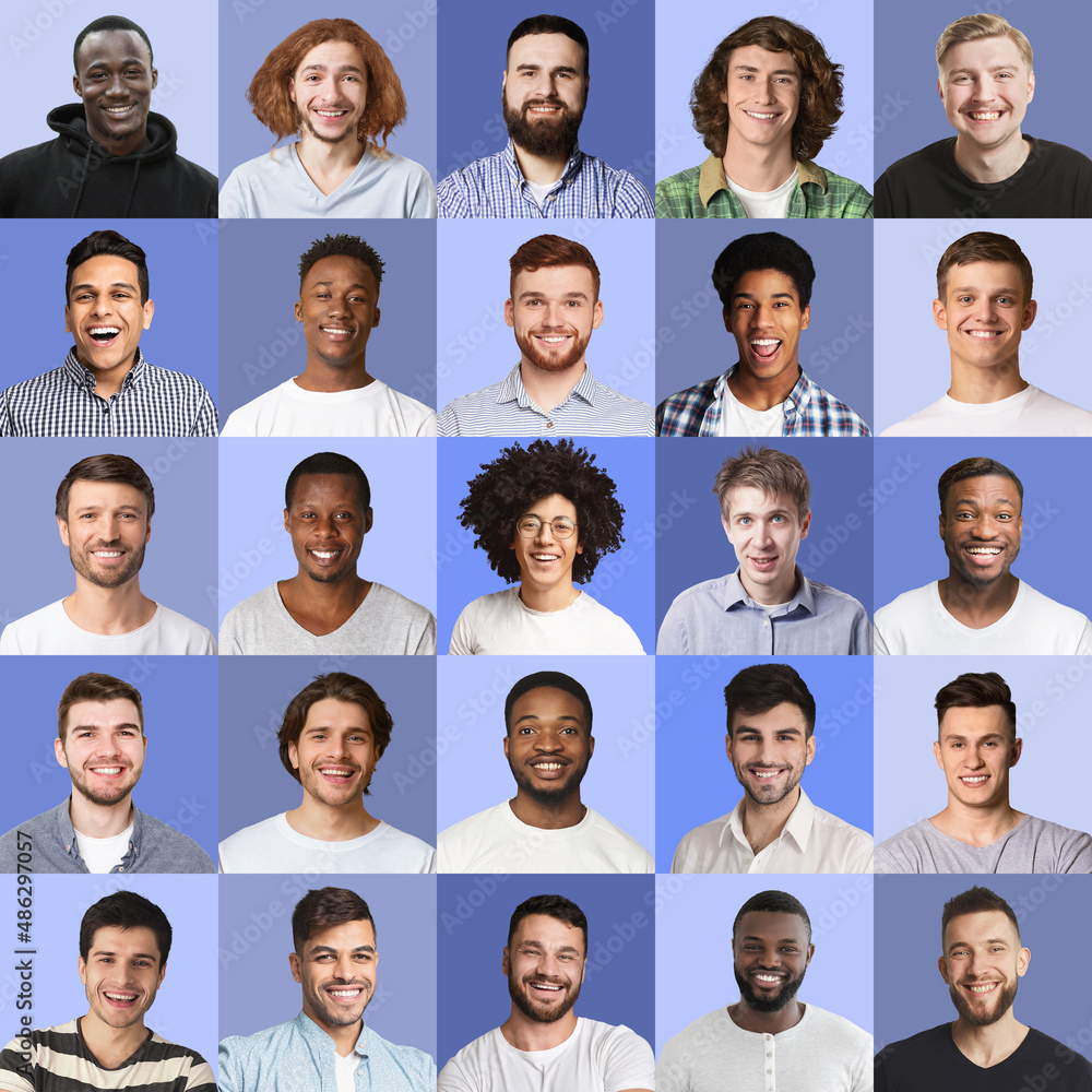 Group of portraits of diverse handsome men Group of portraits of diverse handsome men