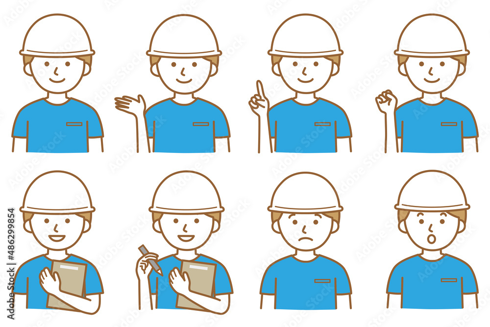 人 シャツ 半袖 ヘルメット 帽子 AI 素材 イラスト ベクター