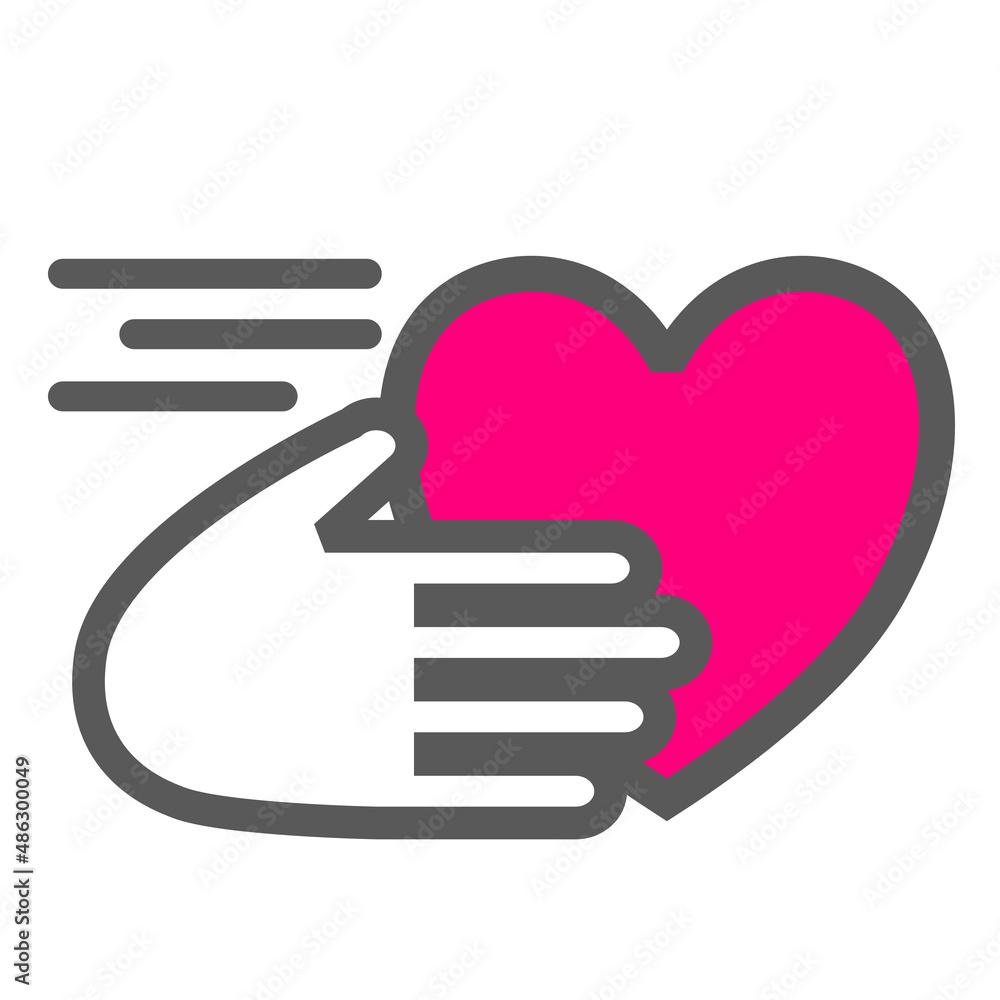 Velentines day icon sign, Give a valentine symbol, hand with a heart Velentines day icon sign, Give a valentine symbol, hand with a heart