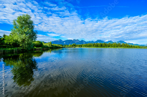 Lake Hopfensee near Fuessen - View of Allgaeu Alps  Bavaria  Germany - paradise travel destination