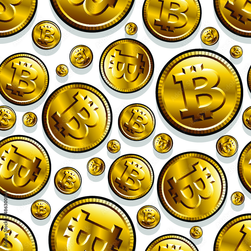 Printable seamless pattern of digital bitcoin crypto currency symbol. Vector illustration. Ideal for wallpaper, wrapping, packaging, any print and textile design. Printable seamless pattern of digital bitcoin crypto currency symbol. Vector illustration. Ideal for wallpaper, wrapping, packaging, any print and textile design.