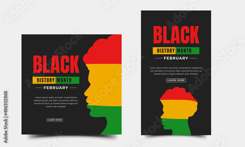 Black history month social media post template. Usable for social media post, story, banner, and web.