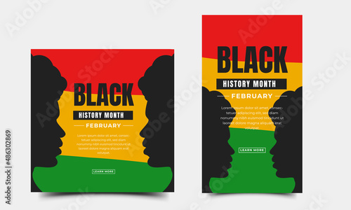 Black history month social media post template. Usable for social media post, story, banner, and web.