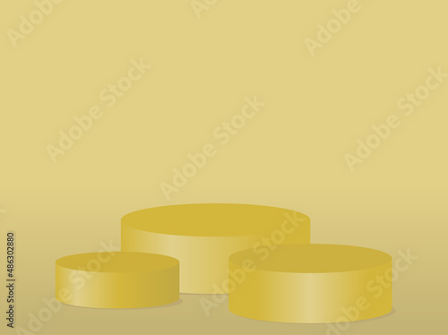 empty stage or base for 3d products or prizes in golden yellow color