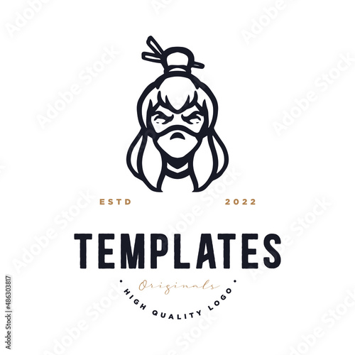 masked female character logo. logo template vector