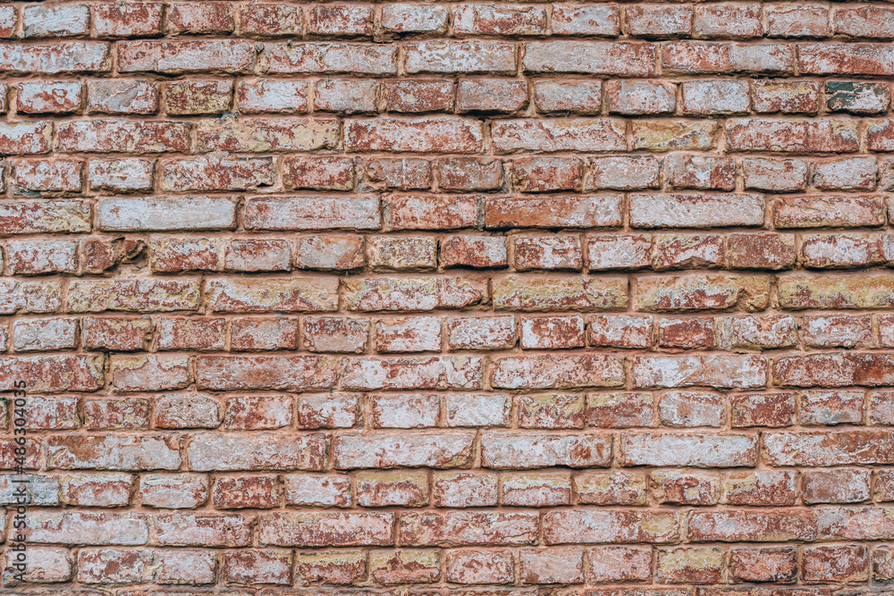 Fototapeta premium Close up, texture of old red brick background.